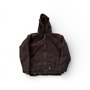 Berne Jacket Men Size XL Brown Duck Canvas Flannel Lined Work Wear Hooded Adult